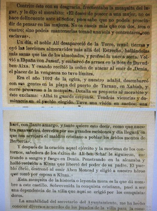 Imagen: Recorte de prensa sobre el Castillo de la Mezquita donado por Godofredo Cruañes al AMX