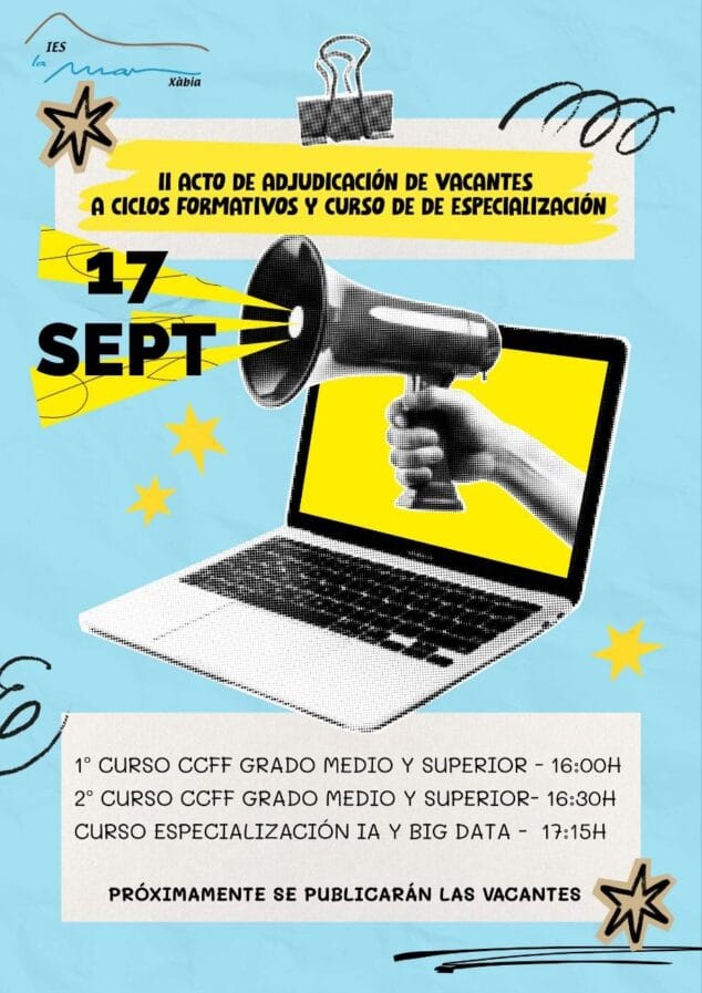 Imagen: Segunda adjudicación de plazas para ciclos formativos
