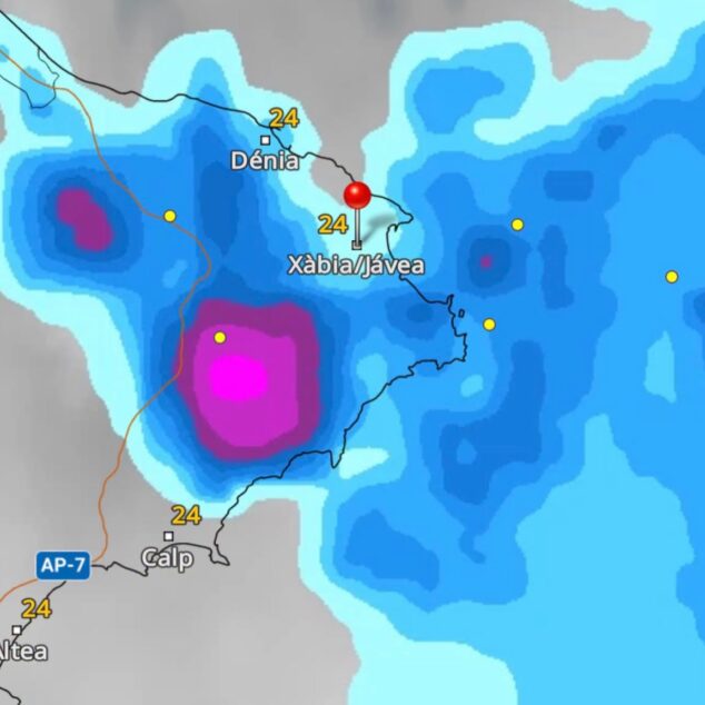 Imagen: Situación meteorológica en Xàbia
