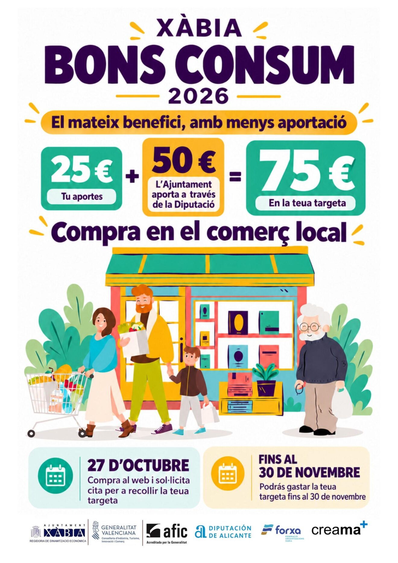 Cartel promocional de la campaña Bons Consum Xàbia 2026