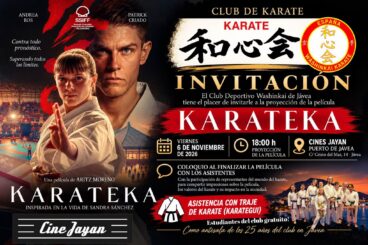 Cartel del estreno de ‘Karateka’ en el Cine Jayan, organizado por el Club Washinkai