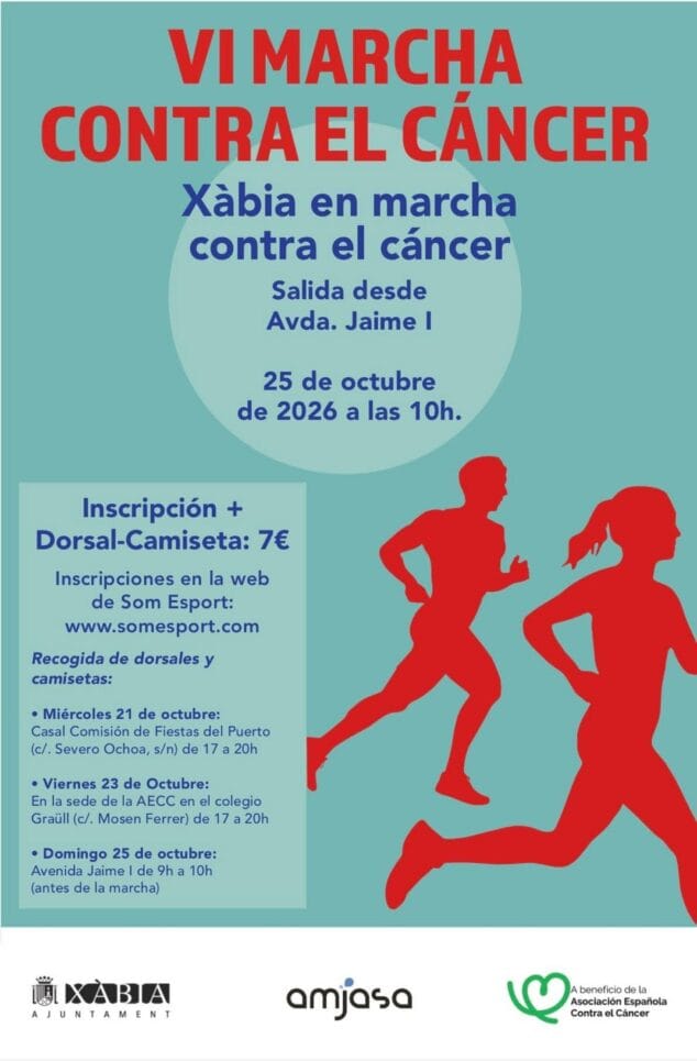 Imagen: Cartel VI Marcha Contra el Cáncer Xàbia 2026