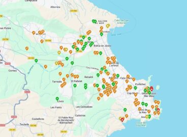 Mapa con la ubicación de las incidencias por la DANA en Xàbia