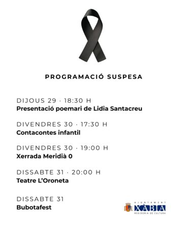 Programación cultural y festiva suspendida en Xàbia