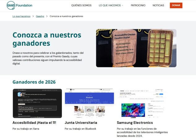 Imagen: Publicación de la Fundación Gaadys de los ganadores 2026
