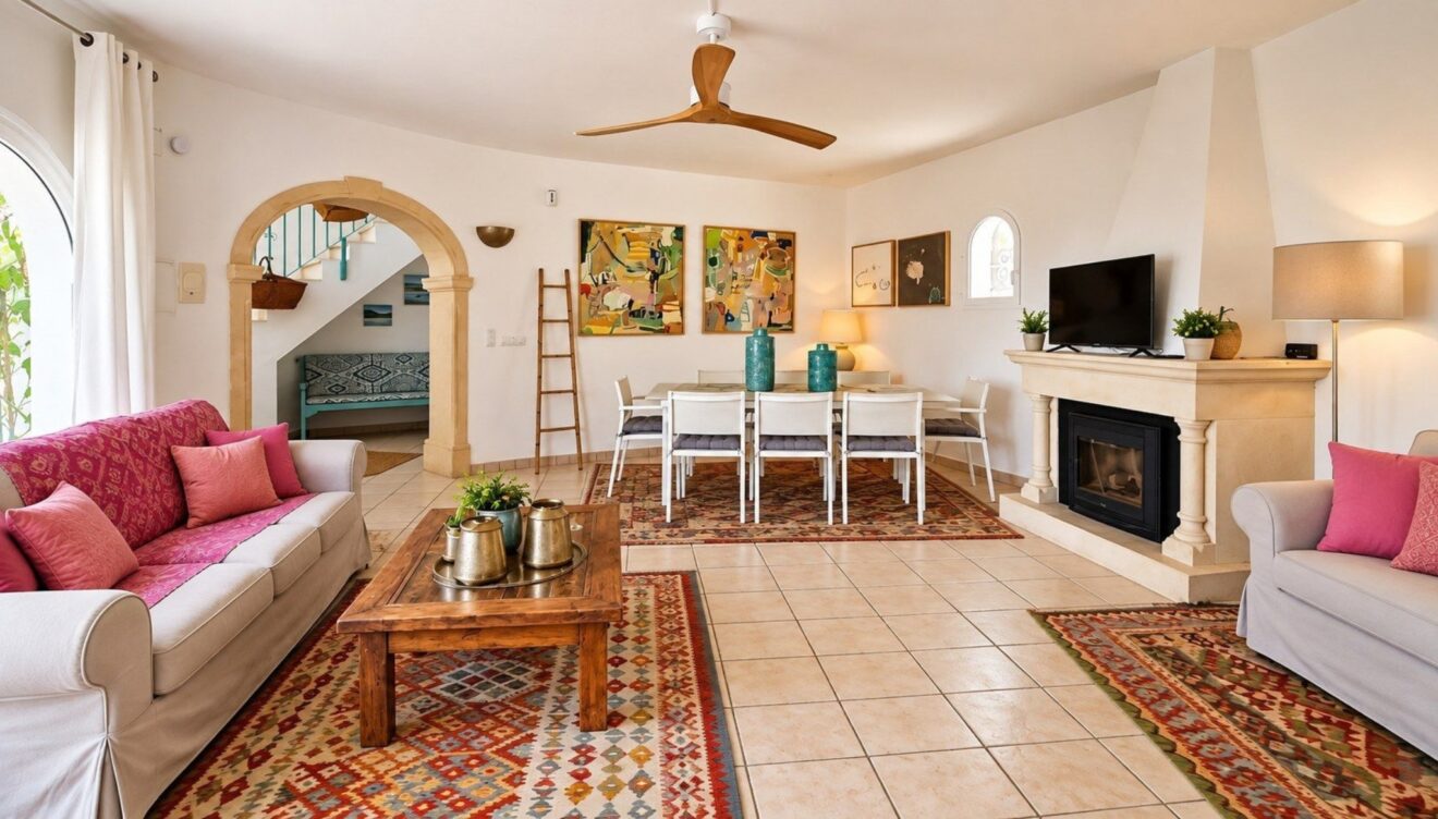 Salón con chimenea