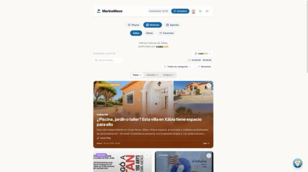 Imagen: Sección de noticias en MarinaWave